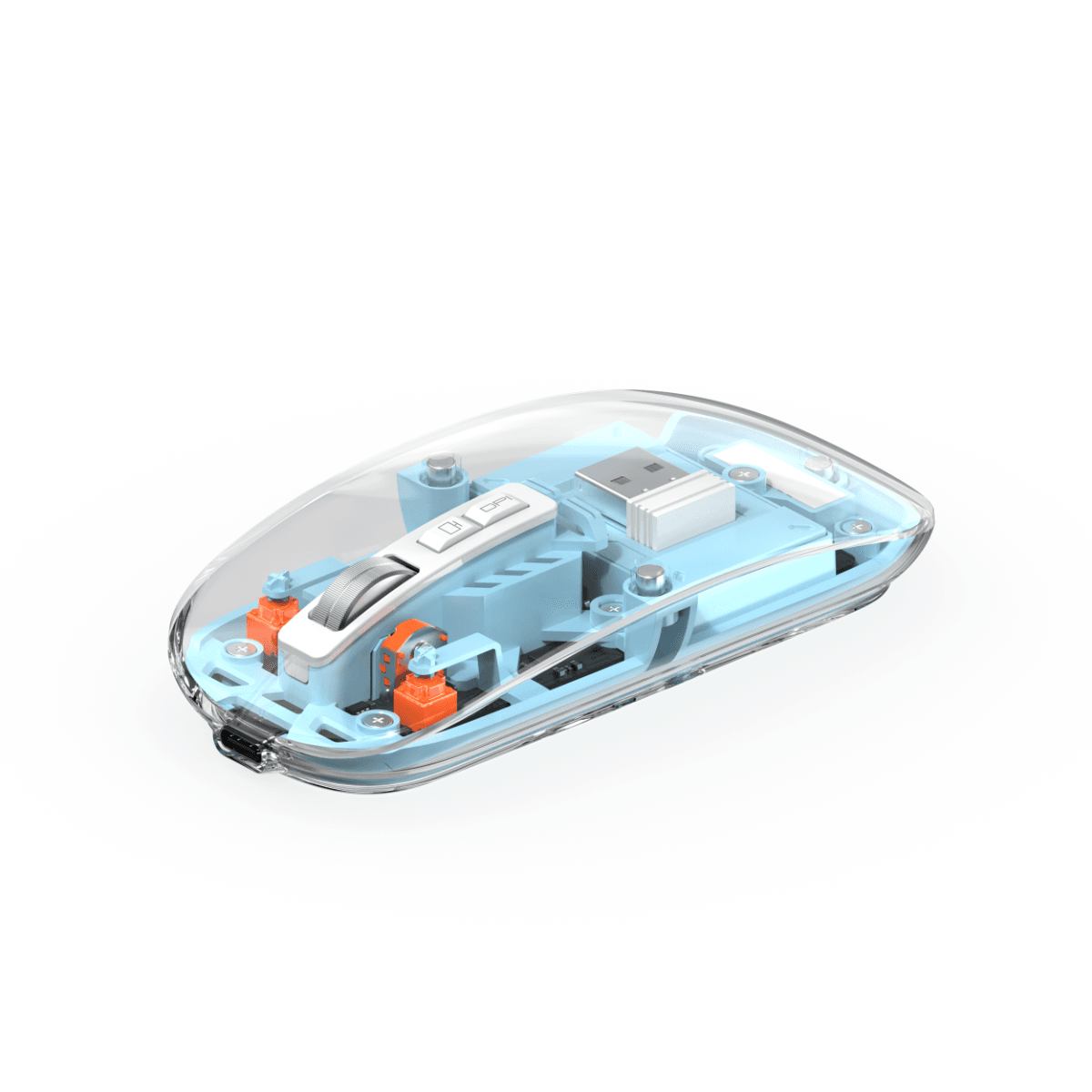 WiWU Transparent Crystal 2.4G Magnetic Wireless Mouse - Blue color - Image 2