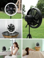 JISULIFE FA17 Rechargeable Fan with LED & Long Tripod Stand - Image 4