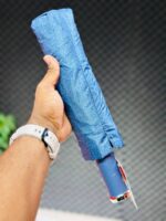 Premium 12-Ribs Automatic Umbrella With Flashlight — Blue